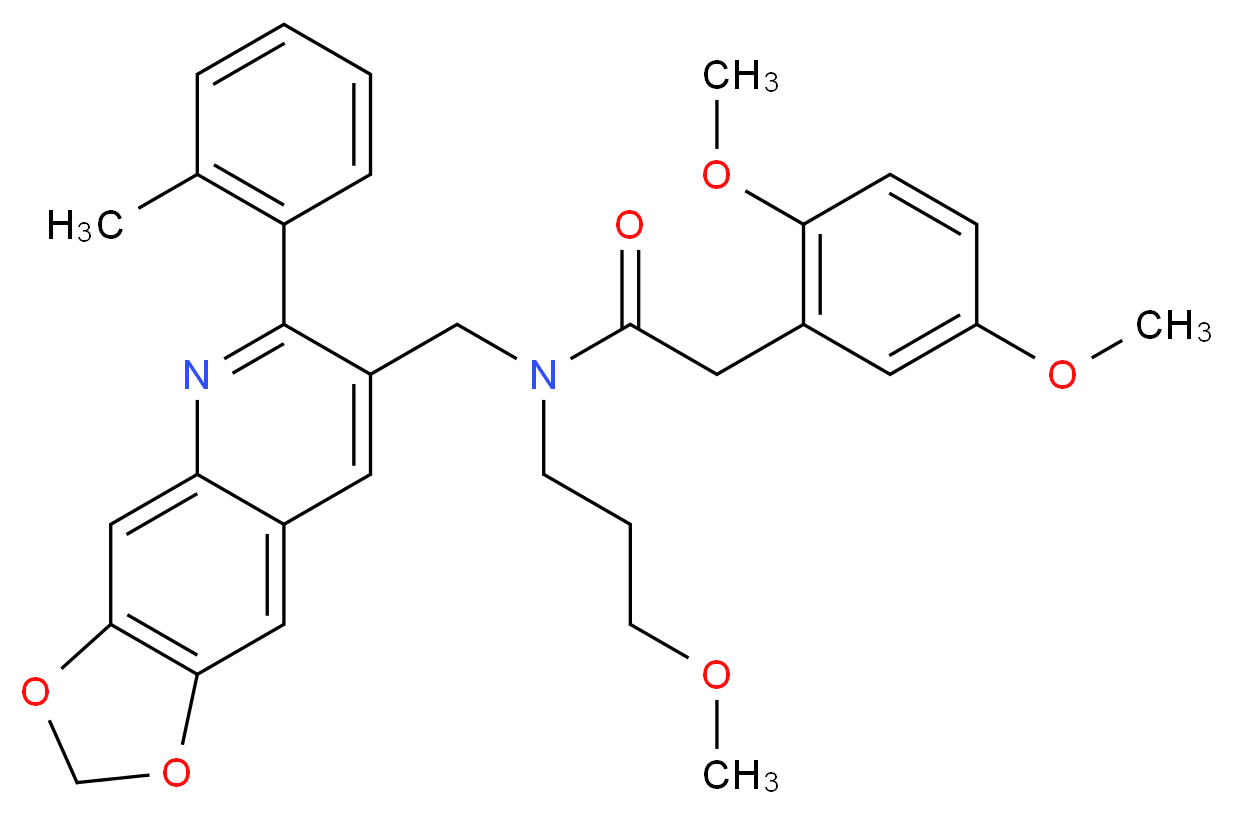 2-(2,5-dimethoxyphenyl)-N-(3-methoxypropyl)-N-{[6-(2-methylphenyl)[1,3]dioxolo[4,5-g]quinolin-7-yl]methyl}acetamide_分子结构_CAS_)