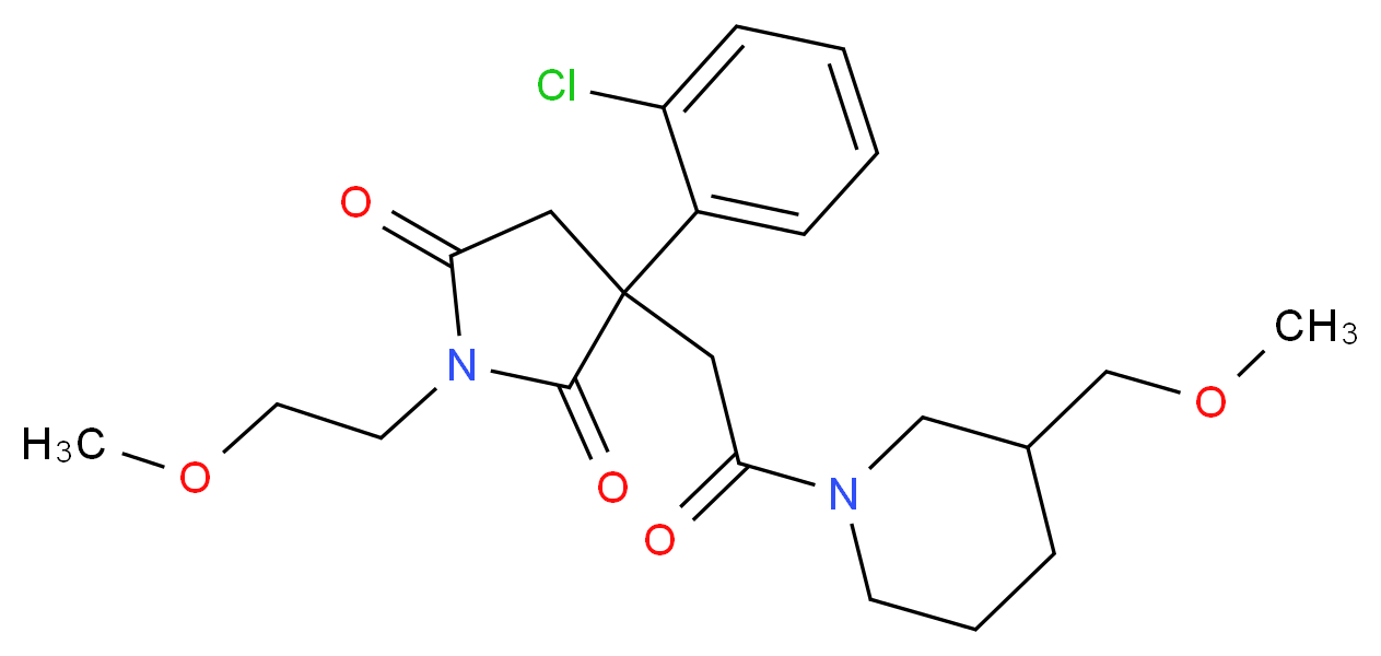 3-(2-chlorophenyl)-1-(2-methoxyethyl)-3-{2-[3-(methoxymethyl)-1-piperidinyl]-2-oxoethyl}-2,5-pyrrolidinedione_分子结构_CAS_)