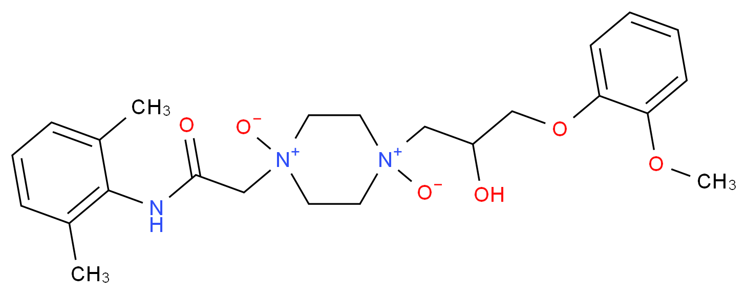 1-{[(2,6-dimethylphenyl)carbamoyl]methyl}-4-[2-hydroxy-3-(2-methoxyphenoxy)propyl]piperazine-1,4-diium-1,4-bis(olate)_分子结构_CAS_1246816-00-1