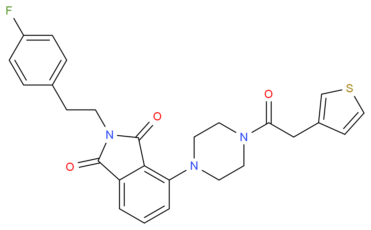 2-[2-(4-fluorophenyl)ethyl]-4-[4-(3-thienylacetyl)-1-piperazinyl]-1H-isoindole-1,3(2H)-dione_分子结构_CAS_)