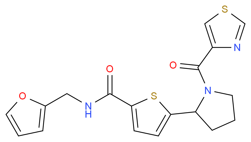 N-(2-furylmethyl)-5-[1-(1,3-thiazol-4-ylcarbonyl)-2-pyrrolidinyl]-2-thiophenecarboxamide_分子结构_CAS_)