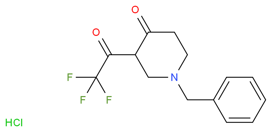 1-Benzyl-3-(2,2,2-trifluoroacetyl)-piperidin-4-one hydrochloride_分子结构_CAS_1198285-40-3)