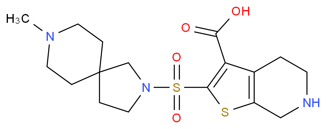 2-[(8-methyl-2,8-diazaspiro[4.5]dec-2-yl)sulfonyl]-4,5,6,7-tetrahydrothieno[2,3-c]pyridine-3-carboxylic acid_分子结构_CAS_)