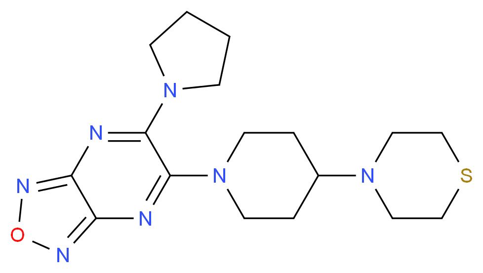5-(1-pyrrolidinyl)-6-[4-(4-thiomorpholinyl)-1-piperidinyl][1,2,5]oxadiazolo[3,4-b]pyrazine_分子结构_CAS_)