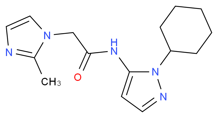 N-(1-cyclohexyl-1H-pyrazol-5-yl)-2-(2-methyl-1H-imidazol-1-yl)acetamide_分子结构_CAS_)