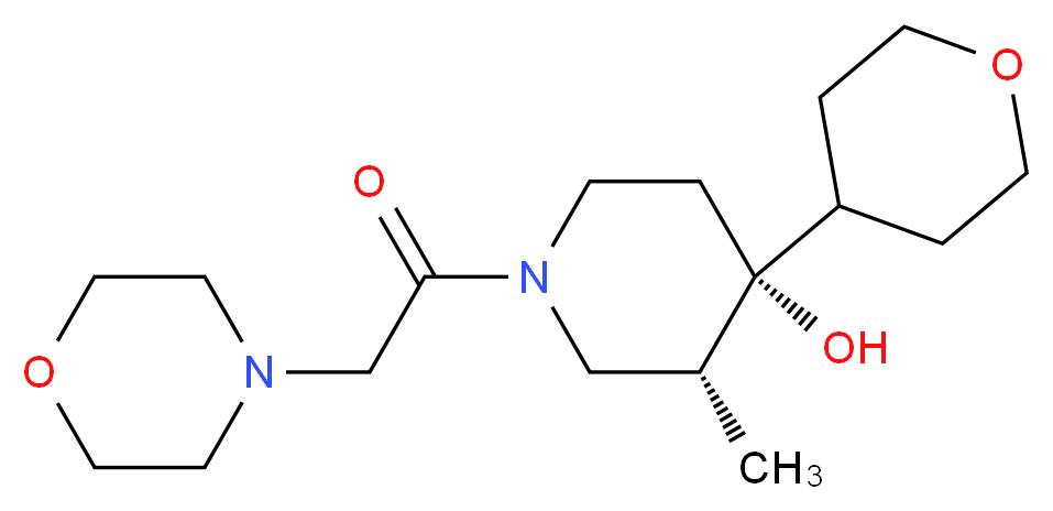 (3R*,4R*)-3-methyl-1-(4-morpholinylacetyl)-4-(tetrahydro-2H-pyran-4-yl)-4-piperidinol_分子结构_CAS_)
