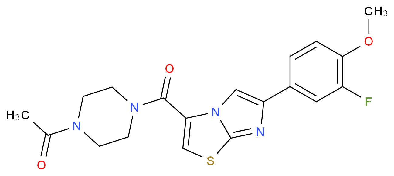 3-[(4-acetyl-1-piperazinyl)carbonyl]-6-(3-fluoro-4-methoxyphenyl)imidazo[2,1-b][1,3]thiazole_分子结构_CAS_)