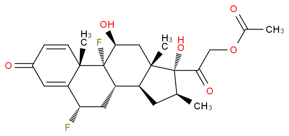 2-[(1R,2S,8S,10S,11S,13S,14R,15S,17S)-1,8-difluoro-14,17-dihydroxy-2,13,15-trimethyl-5-oxotetracyclo[8.7.0.0<sup>2</sup>,<sup>7</sup>.0<sup>1</sup><sup>1</sup>,<sup>1</sup><sup>5</sup>]heptadeca-3,6-dien-14-yl]-2-oxoethyl acetate_分子结构_CAS_3826-17-3