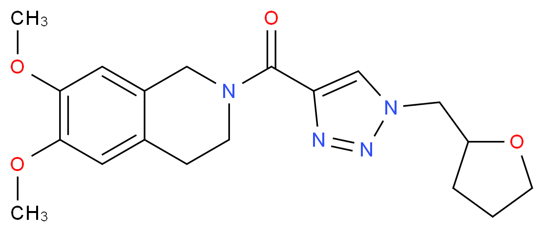 6,7-dimethoxy-2-{[1-(tetrahydro-2-furanylmethyl)-1H-1,2,3-triazol-4-yl]carbonyl}-1,2,3,4-tetrahydroisoquinoline_分子结构_CAS_)