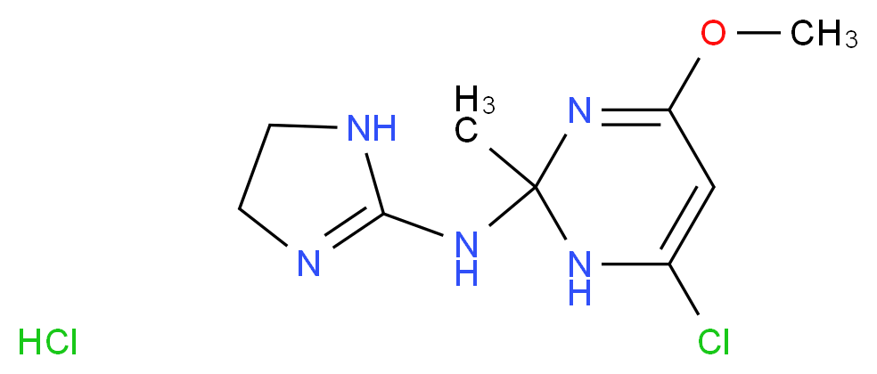 6-chloro-N-(4,5-dihydro-1H-imidazol-2-yl)-4-methoxy-2-methyl-1,2-dihydropyrimidin-2-amine hydrochloride_分子结构_CAS_75438-58-3