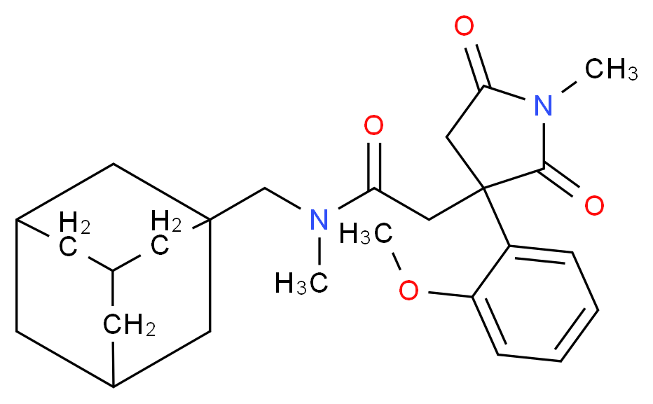 N-(1-adamantylmethyl)-2-[3-(2-methoxyphenyl)-1-methyl-2,5-dioxo-3-pyrrolidinyl]-N-methylacetamide_分子结构_CAS_)