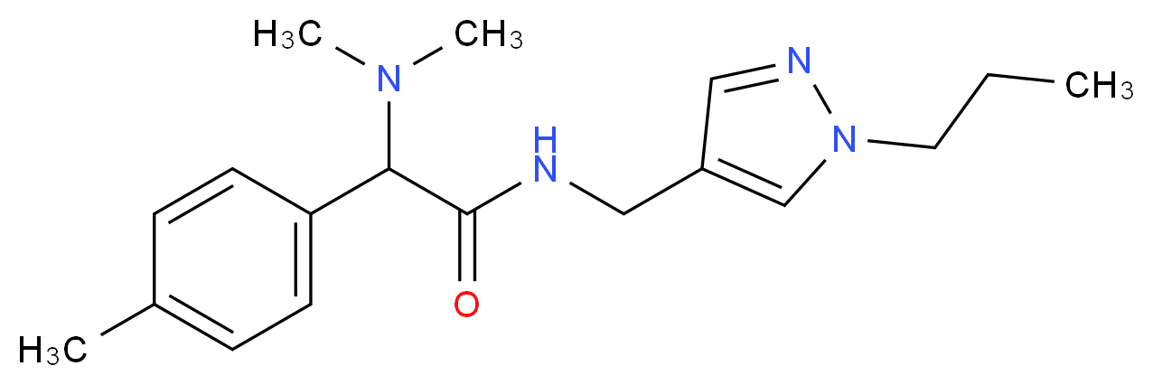 2-(dimethylamino)-2-(4-methylphenyl)-N-[(1-propyl-1H-pyrazol-4-yl)methyl]acetamide_分子结构_CAS_)