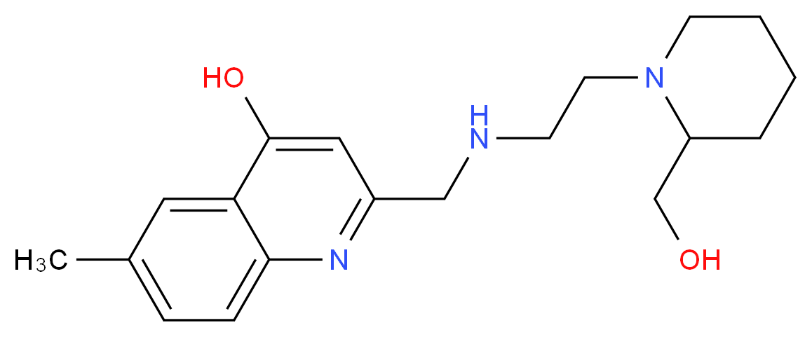 2-[({2-[2-(hydroxymethyl)piperidin-1-yl]ethyl}amino)methyl]-6-methylquinolin-4-ol_分子结构_CAS_)