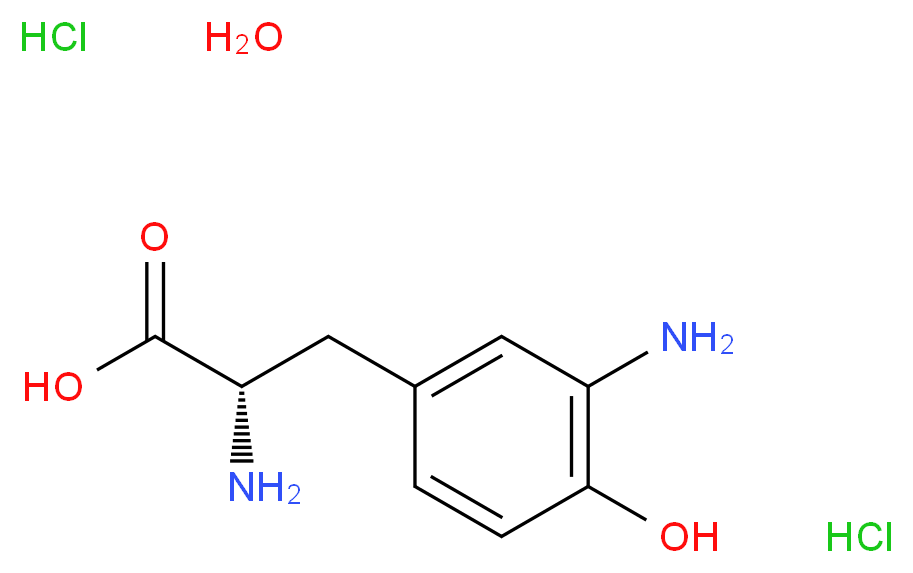 (2S)-2-amino-3-(3-amino-4-hydroxyphenyl)propanoic acid hydrate dihydrochloride_分子结构_CAS_23279-22-3