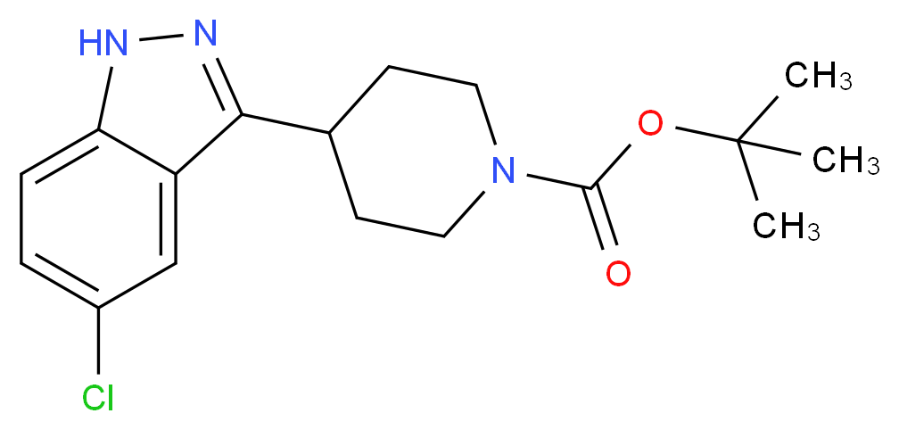 tert-butyl 4-(5-chloro-1H-indazol-3-yl)piperidine-1-carboxylate_分子结构_CAS_1198284-74-0