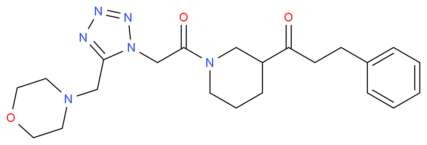 1-(1-{[5-(4-morpholinylmethyl)-1H-tetrazol-1-yl]acetyl}-3-piperidinyl)-3-phenyl-1-propanone_分子结构_CAS_)
