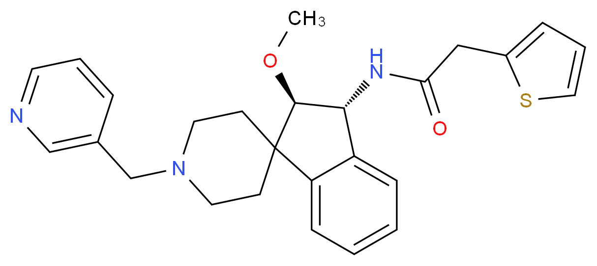 N-[(2R*,3R*)-2-methoxy-1'-(3-pyridinylmethyl)-2,3-dihydrospiro[indene-1,4'-piperidin]-3-yl]-2-(2-thienyl)acetamide_分子结构_CAS_)