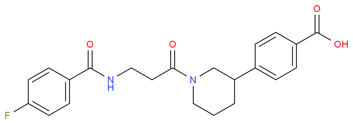 4-{1-[N-(4-fluorobenzoyl)-beta-alanyl]piperidin-3-yl}benzoic acid_分子结构_CAS_)