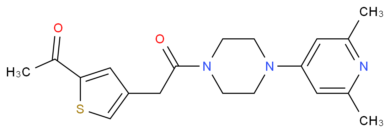 1-(4-{2-[4-(2,6-dimethyl-4-pyridinyl)-1-piperazinyl]-2-oxoethyl}-2-thienyl)ethanone_分子结构_CAS_)