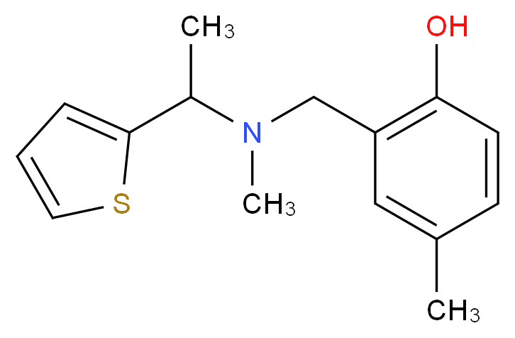 4-methyl-2-({methyl[1-(2-thienyl)ethyl]amino}methyl)phenol_分子结构_CAS_)
