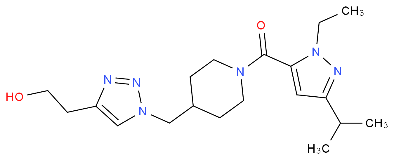 2-[1-({1-[(1-ethyl-3-isopropyl-1H-pyrazol-5-yl)carbonyl]piperidin-4-yl}methyl)-1H-1,2,3-triazol-4-yl]ethanol_分子结构_CAS_)