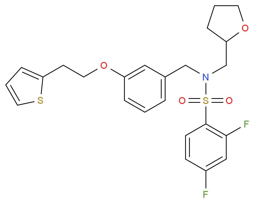 2,4-difluoro-N-(tetrahydro-2-furanylmethyl)-N-{3-[2-(2-thienyl)ethoxy]benzyl}benzenesulfonamide_分子结构_CAS_)