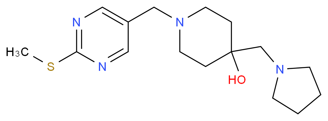 1-{[2-(methylthio)pyrimidin-5-yl]methyl}-4-(pyrrolidin-1-ylmethyl)piperidin-4-ol_分子结构_CAS_)