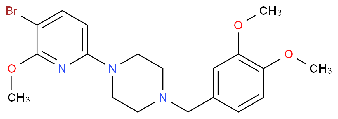 1-(5-bromo-6-methoxypyridin-2-yl)-4-[(3,4-dimethoxyphenyl)methyl]piperazine_分子结构_CAS_476322-70-0