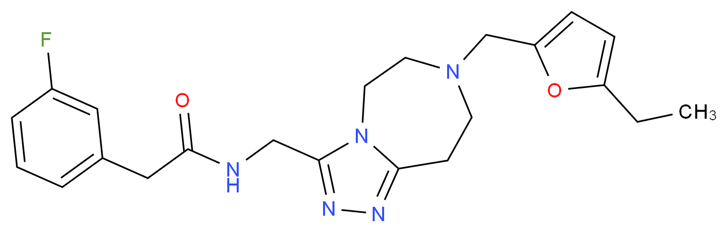 N-({7-[(5-ethyl-2-furyl)methyl]-6,7,8,9-tetrahydro-5H-[1,2,4]triazolo[4,3-d][1,4]diazepin-3-yl}methyl)-2-(3-fluorophenyl)acetamide_分子结构_CAS_)