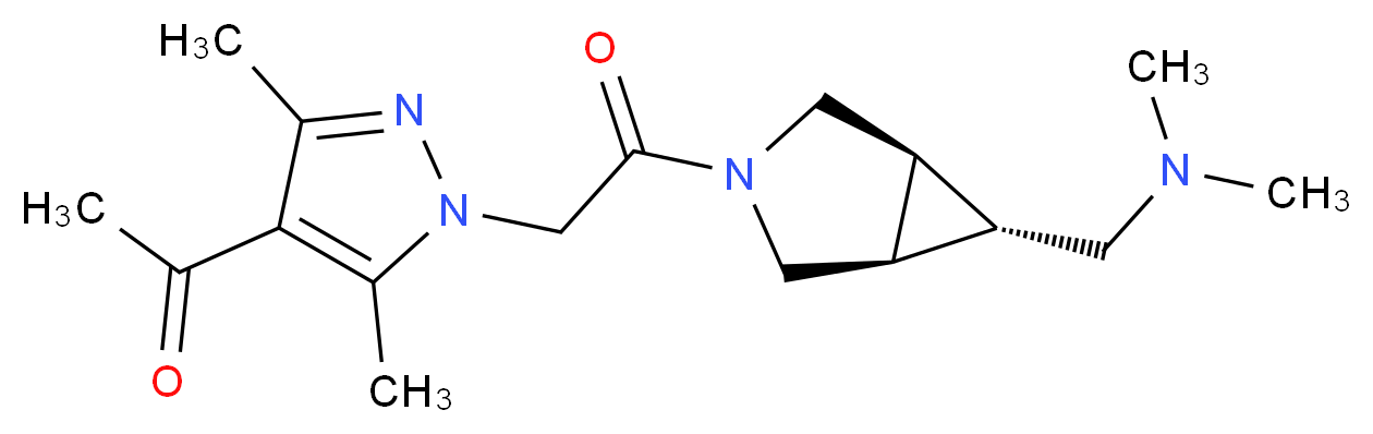 1-[1-(2-{(1R*,5S*,6r)-6-[(dimethylamino)methyl]-3-azabicyclo[3.1.0]hex-3-yl}-2-oxoethyl)-3,5-dimethyl-1H-pyrazol-4-yl]ethanone_分子结构_CAS_)
