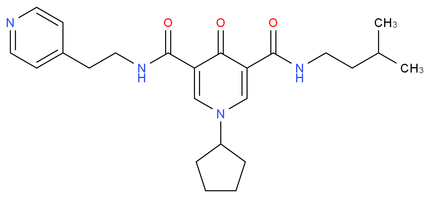 1-cyclopentyl-N-(3-methylbutyl)-4-oxo-N'-[2-(4-pyridinyl)ethyl]-1,4-dihydro-3,5-pyridinedicarboxamide_分子结构_CAS_)