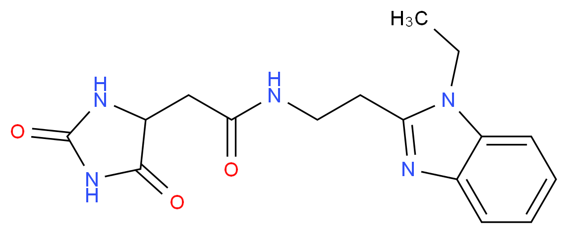 2-(2,5-dioxoimidazolidin-4-yl)-N-[2-(1-ethyl-1H-benzimidazol-2-yl)ethyl]acetamide_分子结构_CAS_)