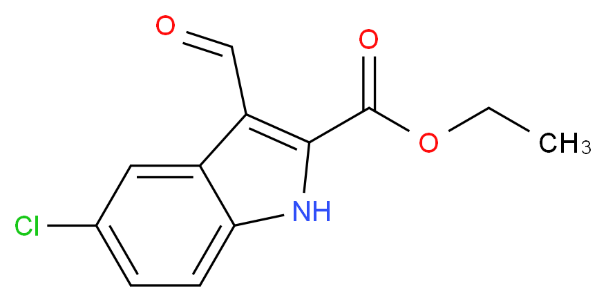 ethyl 5-chloro-3-formyl-1H-indole-2-carboxylate_分子结构_CAS_43142-76-3