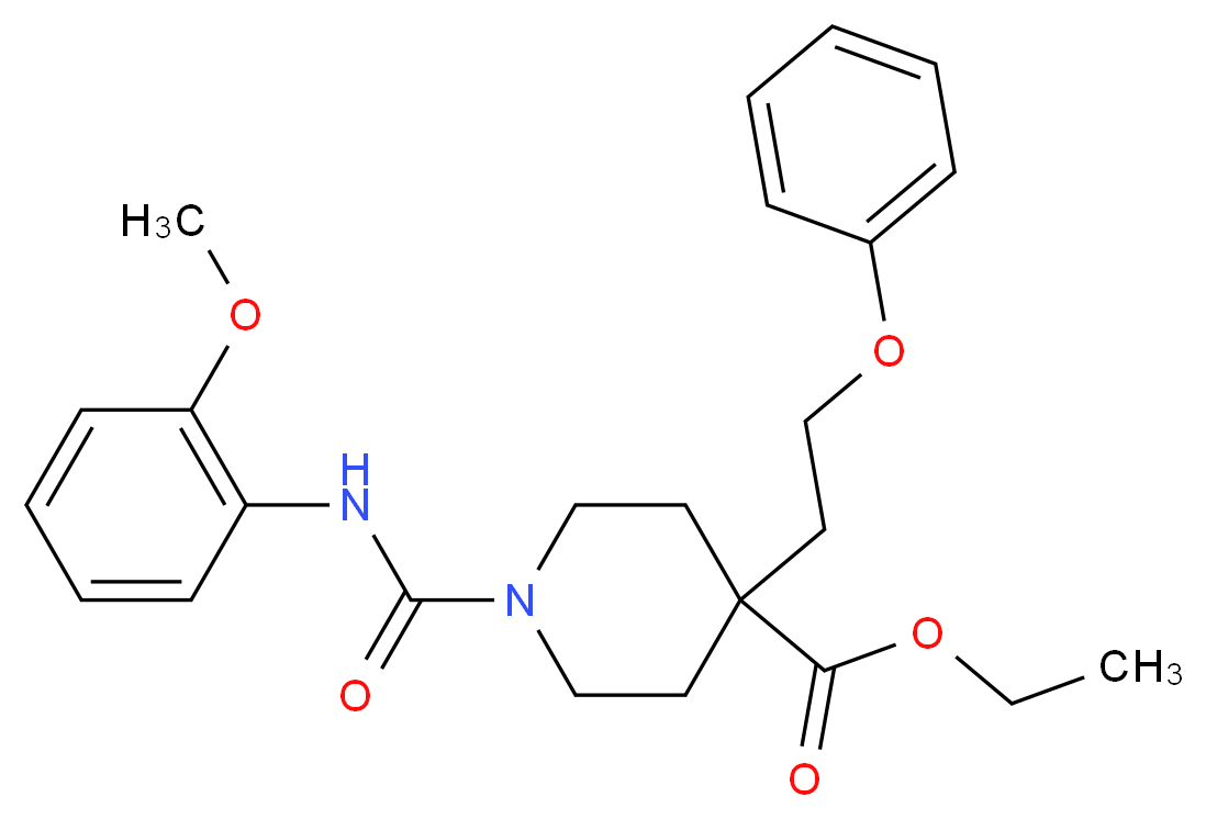 ethyl 1-{[(2-methoxyphenyl)amino]carbonyl}-4-(2-phenoxyethyl)-4-piperidinecarboxylate_分子结构_CAS_)