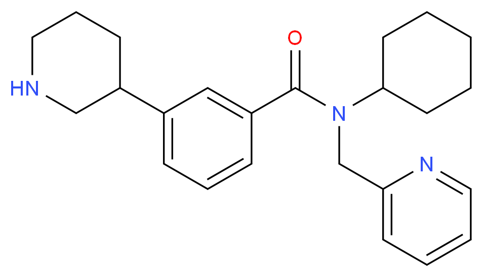 N-cyclohexyl-3-piperidin-3-yl-N-(pyridin-2-ylmethyl)benzamide_分子结构_CAS_)