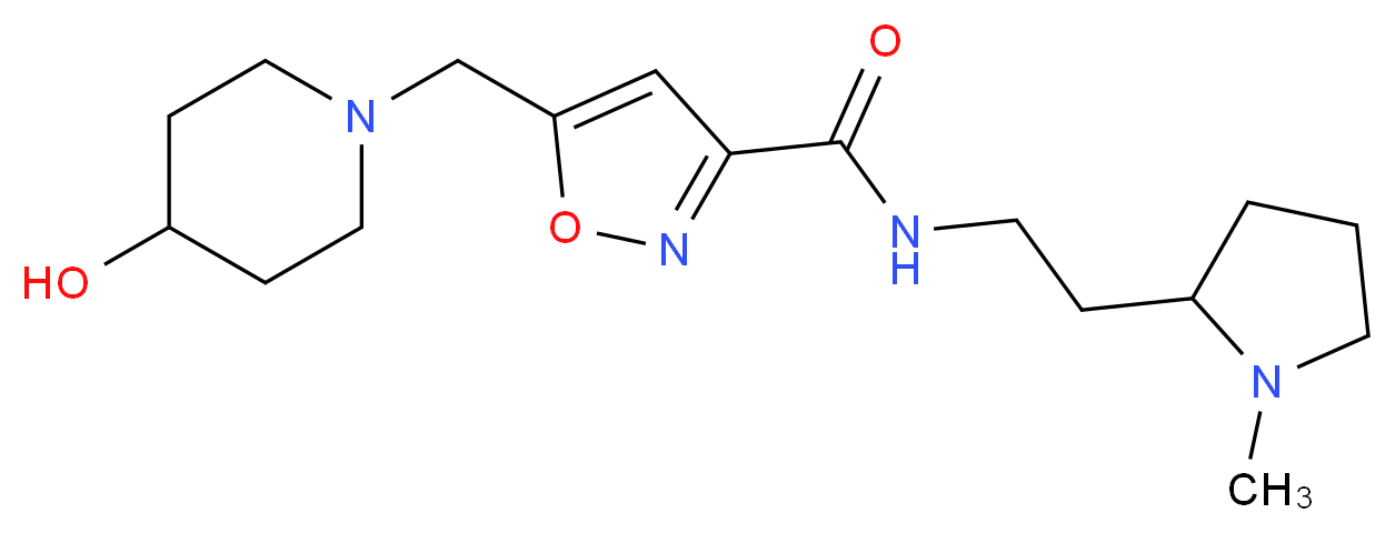 5-[(4-hydroxypiperidin-1-yl)methyl]-N-[2-(1-methylpyrrolidin-2-yl)ethyl]isoxazole-3-carboxamide_分子结构_CAS_)