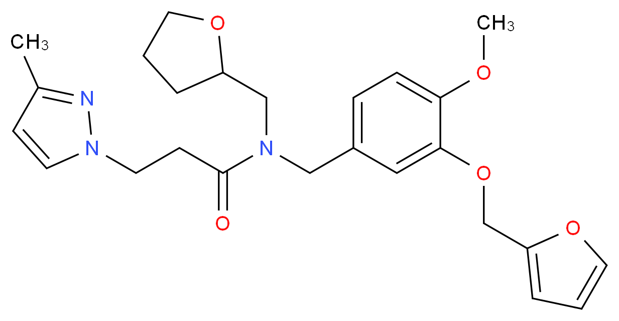N-[3-(2-furylmethoxy)-4-methoxybenzyl]-3-(3-methyl-1H-pyrazol-1-yl)-N-(tetrahydro-2-furanylmethyl)propanamide_分子结构_CAS_)