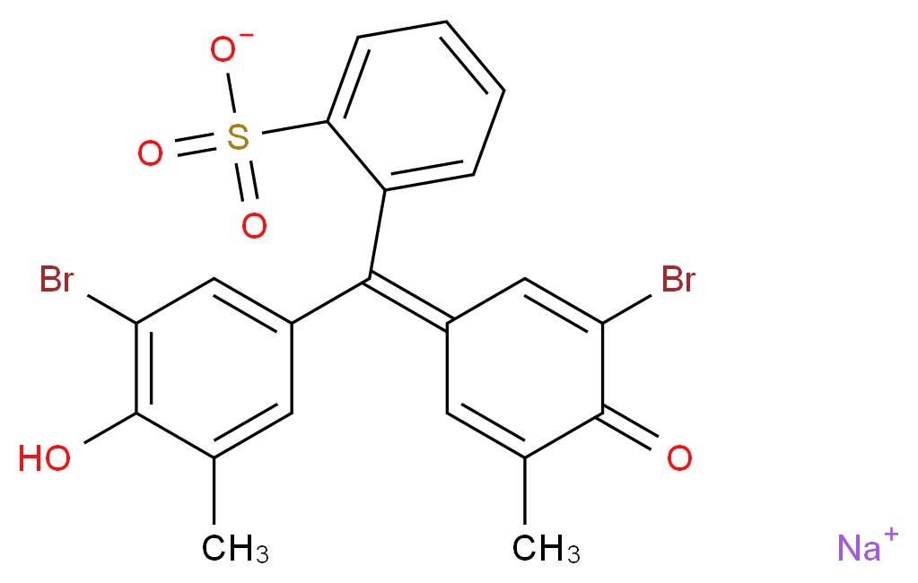 sodium 2-[(3-bromo-4-hydroxy-5-methylphenyl)[(1Z)-3-bromo-5-methyl-4-oxocyclohexa-2,5-dien-1-ylidene]methyl]benzene-1-sulfonate_分子结构_CAS_62625-30-3