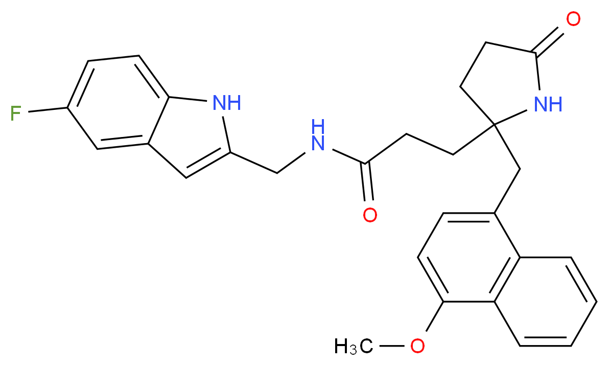 N-[(5-fluoro-1H-indol-2-yl)methyl]-3-{2-[(4-methoxy-1-naphthyl)methyl]-5-oxo-2-pyrrolidinyl}propanamide_分子结构_CAS_)