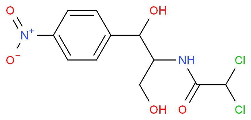 2,2-dichloro-N-[1,3-dihydroxy-1-(4-nitrophenyl)propan-2-yl]acetamide_分子结构_CAS_56-75-7