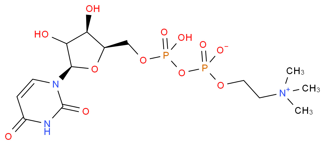 {2-[({[(2R,3R,5R)-5-(2,4-dioxo-1,2,3,4-tetrahydropyrimidin-1-yl)-3,4-dihydroxyoxolan-2-yl]methoxy}(hydroxy)phosphoryl phosphonato)oxy]ethyl}trimethylazanium_分子结构_CAS_99492-83-8