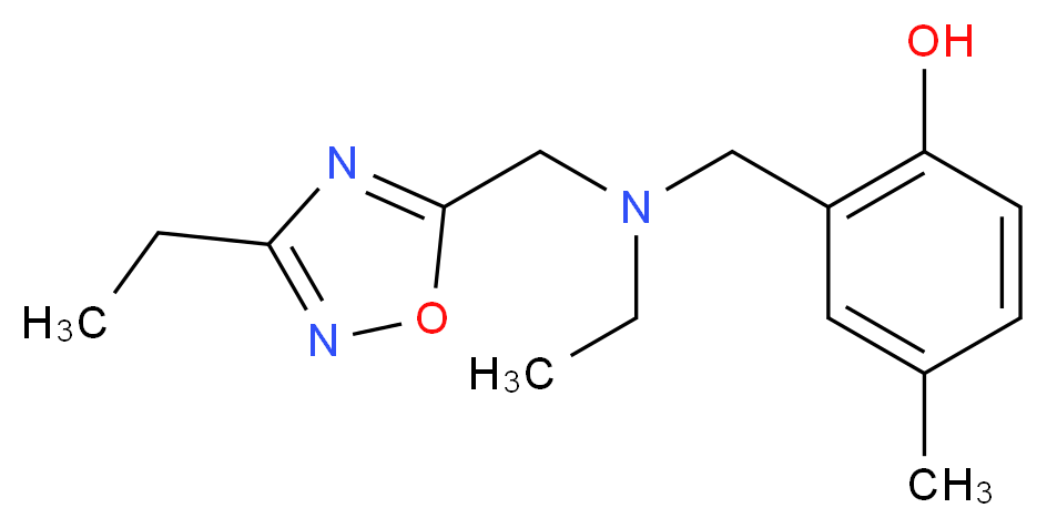 2-({ethyl[(3-ethyl-1,2,4-oxadiazol-5-yl)methyl]amino}methyl)-4-methylphenol_分子结构_CAS_)