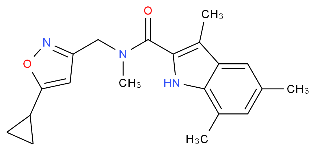 N-[(5-cyclopropyl-3-isoxazolyl)methyl]-N,3,5,7-tetramethyl-1H-indole-2-carboxamide_分子结构_CAS_)