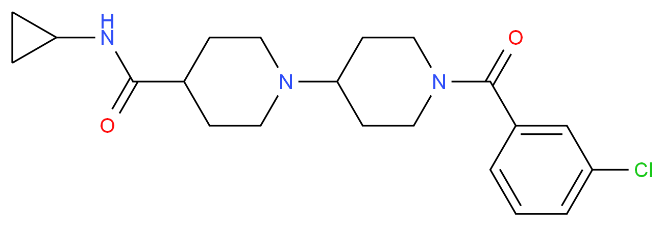 1'-(3-chlorobenzoyl)-N-cyclopropyl-1,4'-bipiperidine-4-carboxamide_分子结构_CAS_)
