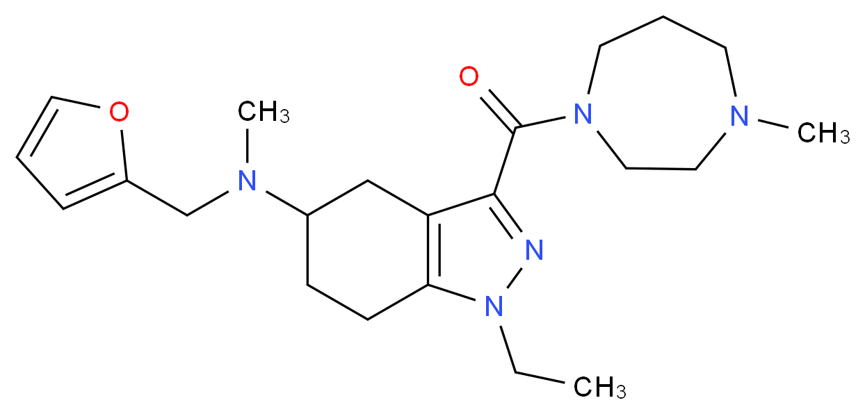 1-ethyl-N-(2-furylmethyl)-N-methyl-3-[(4-methyl-1,4-diazepan-1-yl)carbonyl]-4,5,6,7-tetrahydro-1H-indazol-5-amine_分子结构_CAS_)