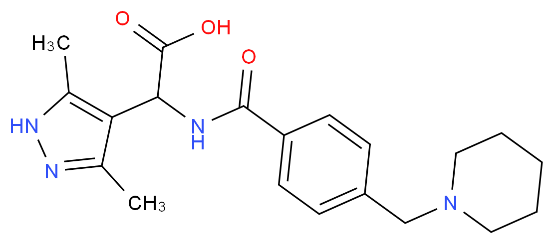(3,5-dimethyl-1H-pyrazol-4-yl){[4-(1-piperidinylmethyl)benzoyl]amino}acetic acid_分子结构_CAS_)