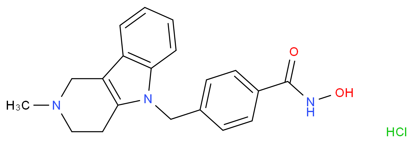 N-hydroxy-4-({2-methyl-1H,2H,3H,4H,5H-pyrido[4,3-b]indol-5-yl}methyl)benzamide hydrochloride_分子结构_CAS_1310693-92-5