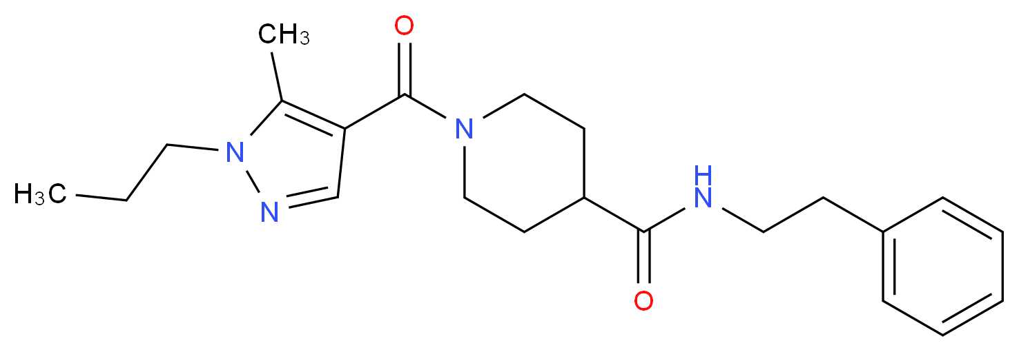 1-[(5-methyl-1-propyl-1H-pyrazol-4-yl)carbonyl]-N-(2-phenylethyl)-4-piperidinecarboxamide_分子结构_CAS_)