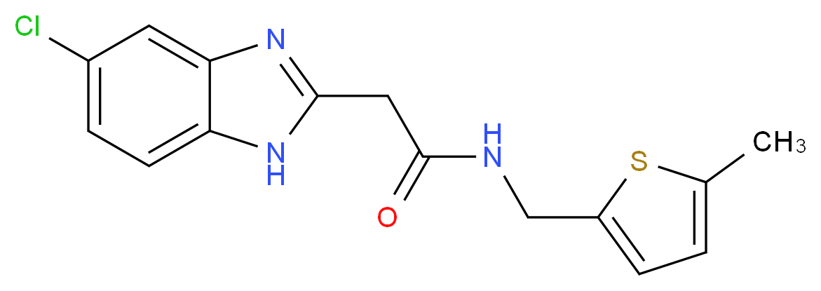 2-(5-chloro-1H-benzimidazol-2-yl)-N-[(5-methyl-2-thienyl)methyl]acetamide_分子结构_CAS_)