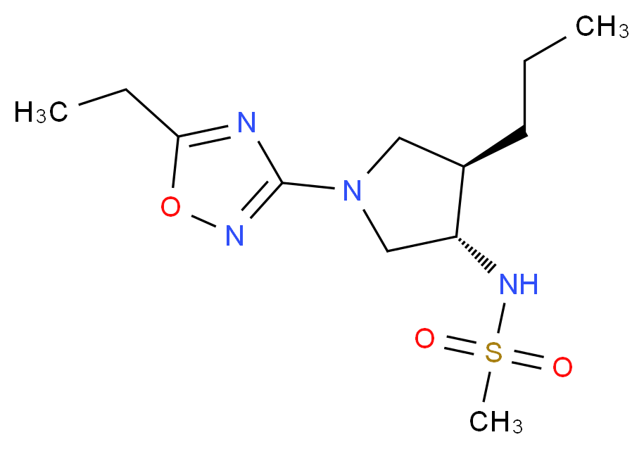 N-[(3S*,4R*)-1-(5-ethyl-1,2,4-oxadiazol-3-yl)-4-propyl-3-pyrrolidinyl]methanesulfonamide_分子结构_CAS_)